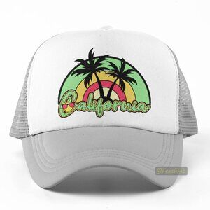 🆕California Retro Foam Trucker Hat Mesh Snapback Cap Gray/White
